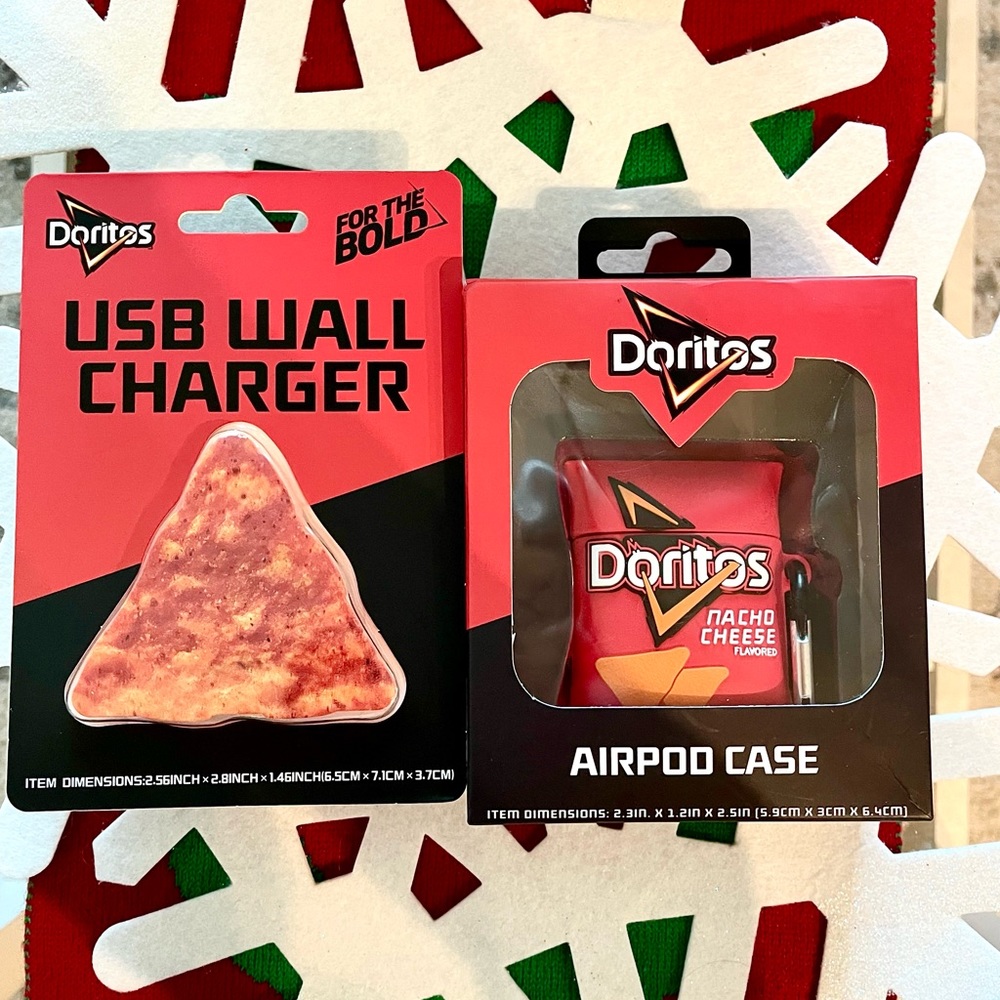 Stocking stuffer Doritos USB wall charger and AirPod case